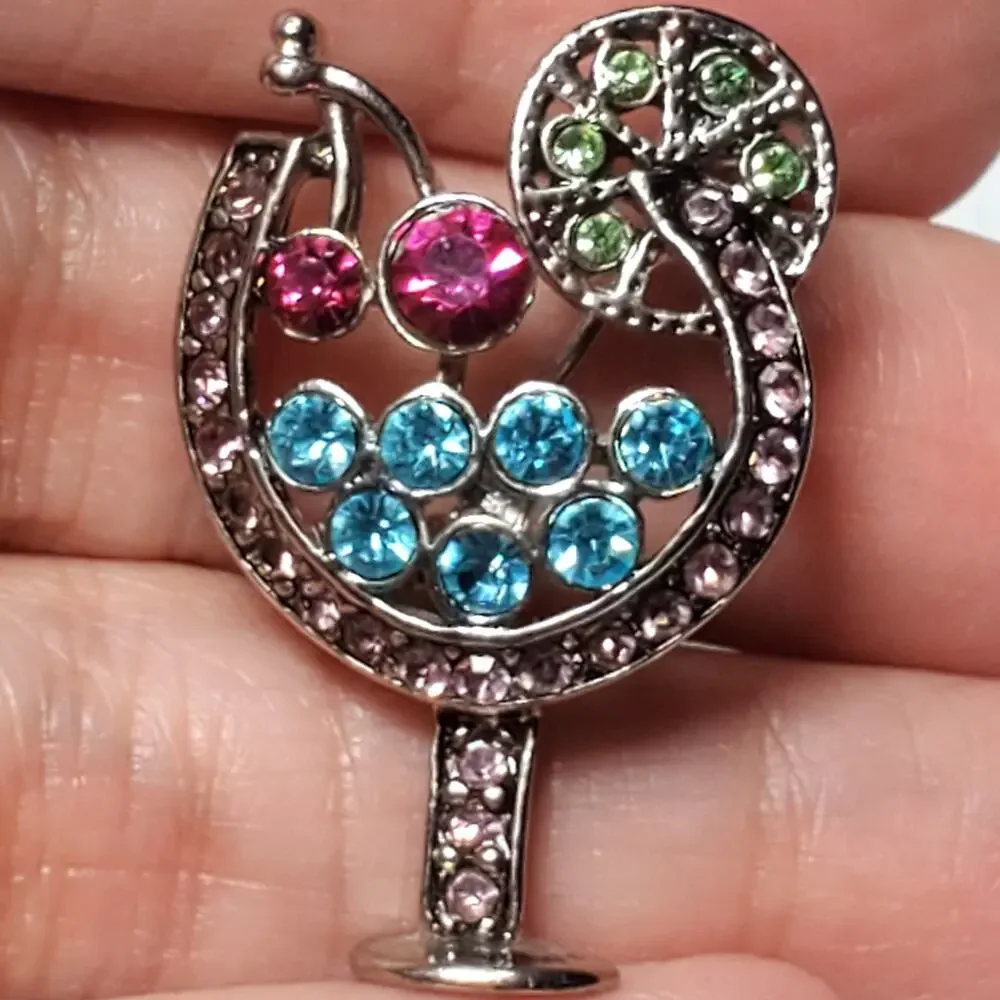 Rhinestone Margherita Scatter Brooch Pin Silver Tone 1.25